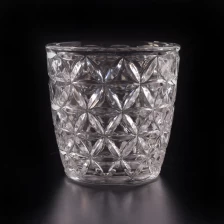China 11 oz replacement clear glass candle holders with star pattern manufacturer