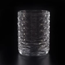 China 11.5oz glass candle jar with wave pattern manufacturer