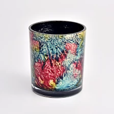 China 11oz glass candle vessels with colorful painting manufacturer