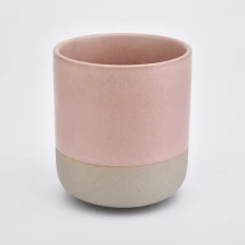 China Vasos de vela de cerâmica rosa fosco de 11 oz com fundo natural fabricante