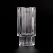 China 11oz vertikaler Streifenglaskerzenhalter Stiefglied Gläser Großhandel Hersteller