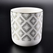 China 12 oz ceramic candle vessels in white with gold pattern manufacturer
