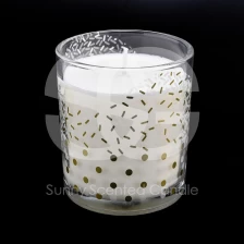 China 12 oz  decorative glass candle holder with cstom gold print patterns manufacturer