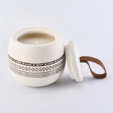 中国 12oz鼓形带盖陶瓷烛罐家居装饰品 制造商
