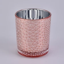 中国 12oz玫瑰金玻璃烛台家庭装饰件 制造商