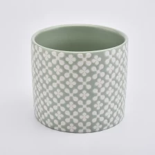 China 12oz ceramic candle jars with debossed designs manufacturer