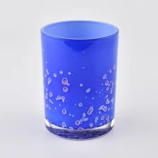 China 12oz gelas lilin kaca dengan titik warna pengilang
