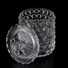 China 12oz Perle geprägtes Muster klares Glaskerzengefäß mit Deckel Hersteller