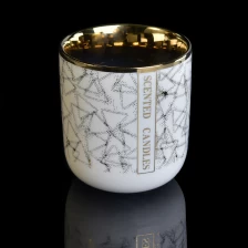 porcelana Vela de cerámica blanca de 12 onzas de oro electrochapado en el interior fabricante