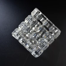 China 13oz Diamond cut transparent square glass candle jars wholesale manufacturer