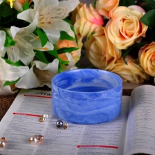 porcelana Sostenedor de vela de cerámica mármol azul de 14oz fabricante