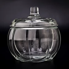 中国 14盎司透明的南瓜形玻璃蜡烛罐和盖子供应商 制造商