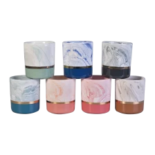 porcelana Frascos de cilindro de cerámica de mármol 15oz para velas perfumadas. fabricante
