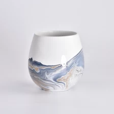 Cina 15oz marble pattern ceramic glass candle vessels wholesale produttore