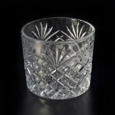 China 16oz Diamond Clear Glass Candle Holder Home Decor manufacturer
