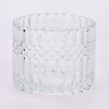 中国 16オンスの透明ガラスキャンドルジャー空のダイヤモンド彫刻ガラス容器卸売 メーカー