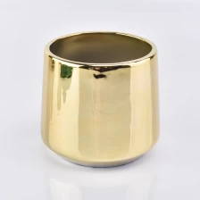 China 16oz golden electroplating ceramic candle jars manufacturer