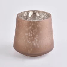 China Castiçais 16oz de vidro alaranjados feitos a mão com galvanização para dentro fabricante