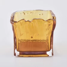 China 17oz Amber Square Unique Glass Candle Jar manufacturer