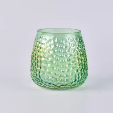 China 17oz grünes Ionenüberzugkerzenglas mit eingeprägtem Punktmuster Hersteller