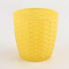 China 180ml yellow glass candle vessel with twisted design manufacturer