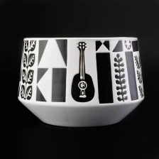 Cina Barattoli per candele decorati con chitarra nera in ceramica 1L produttore