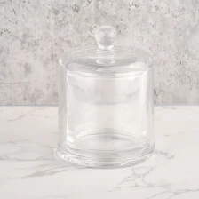 China 200ml glass candle jar with glass dome pengilang
