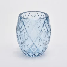 China 200ml luxury spray blue glass candle holders for home decoration manufacturer