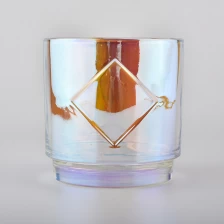 China 2020 new Iridescent glass candle jars for home fragrance manufacturer