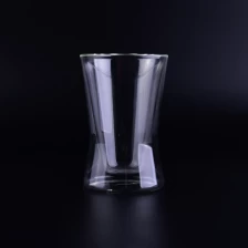 China 230ml double wall glass coffee mug with unique bottom shape manufacturer
