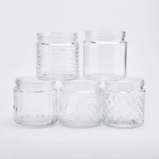 Cina 24oz Clear Glass Jar with Screw Cap for Storage and Candle Making Spica Pattern Wholesales produttore