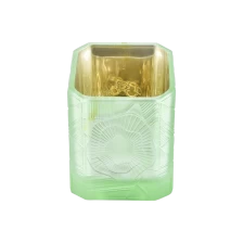 China 280ml Uxury Glass Lilin Jars Embossed Bunga Whisper Bevel Edges Design pengilang