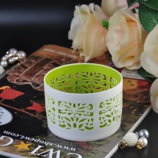 porcelana 3'' sostenedor de vela de cerámica blanca con interior verde fabricante