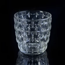 China 300ml Glass Candle Holders with Nail Embossed Pattern manufacturer