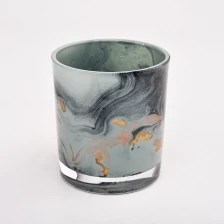 China 300ml elegant hand-painted pattern glass candle holders manufacturer fabricante