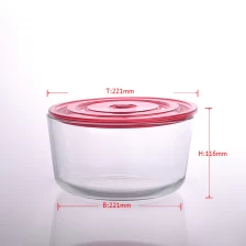 porcelana Recipiente de vidrio con tapa roja 3050ml fabricante