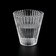 porcelana Jarco de vela de vidrio de forma V de 30 ml con rayas al por mayor fabricante