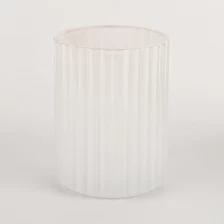 中国 320 mlの白い縞デザインガラスキャンドルジャー メーカー