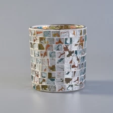 porcelana Candeleros perfumados de cristal del cilindro 320ml con la decoración del mosaico fabricante