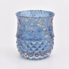 China 350ml luxury blue glass decorative candle holder manufacturer