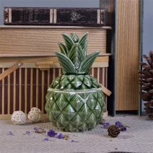 China 370ml Grün glasierte Ananas Keramik Kerzenständer Sets mit Deckel Hersteller