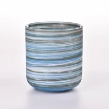 China 400ml color stripe ceramic candle vessels supplier manufacturer