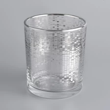porcelana Tarro de vela de vidrio de 400 ml con patrón plateado fabricante
