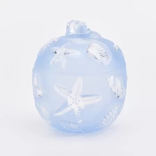 中国 400ml淡蓝色星形玻璃蜡烛罐带盖 制造商