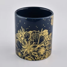 China 400ml luxury customized logo black ceramic candle vessel holders manufacturer