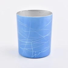 China 410ML Glass Candle Holders Plating Candle Jars Blue  Wholesale manufacturer
