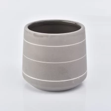 China 495 ml gray ceramic candle jar pengilang