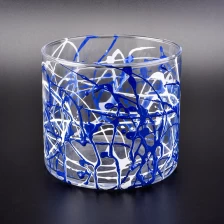 China 570ml handbemalte Unregelmäßigkeit Linien verziert Zylinderglas Kerzengläser Hersteller