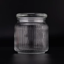 الصين وعاء شموع زجاجي شفاف مخطط عمودي 600 مل لديكور المنزل الصانع