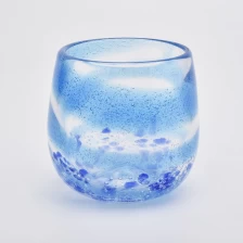 China 6oz translucent blue glass candle jar for home decorations colorful candle holders manufacturer